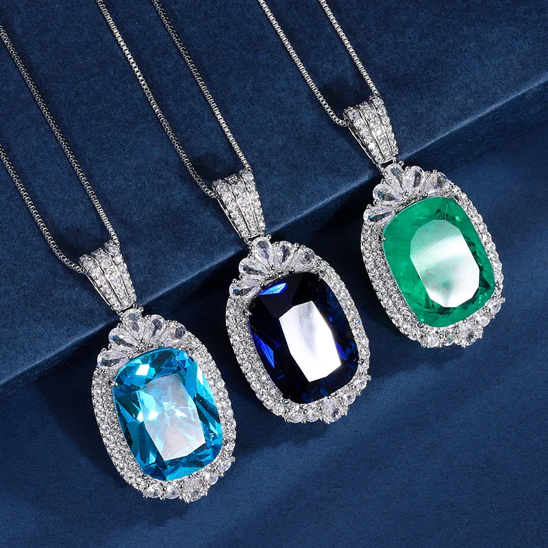 Ювелирные изделия S925 посеребренное золото 18 карат изумрудно-зеленый сапфир