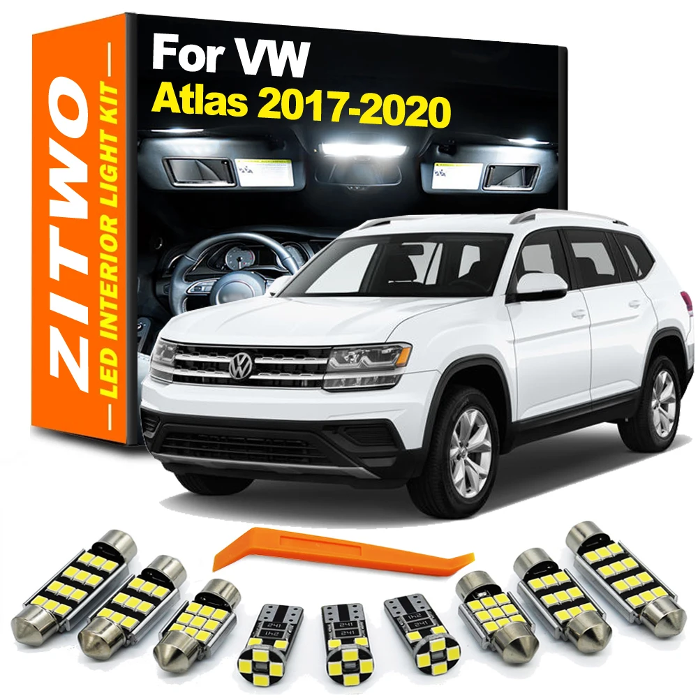 Фото ZITWO 12 шт. комплект внутреннего светодиодного освещения Canbus для VW Volkswagen Atlas 2017 2018 2019 2020 купольная лампа для чтения солнцезащитного козырька лампа багажника №1