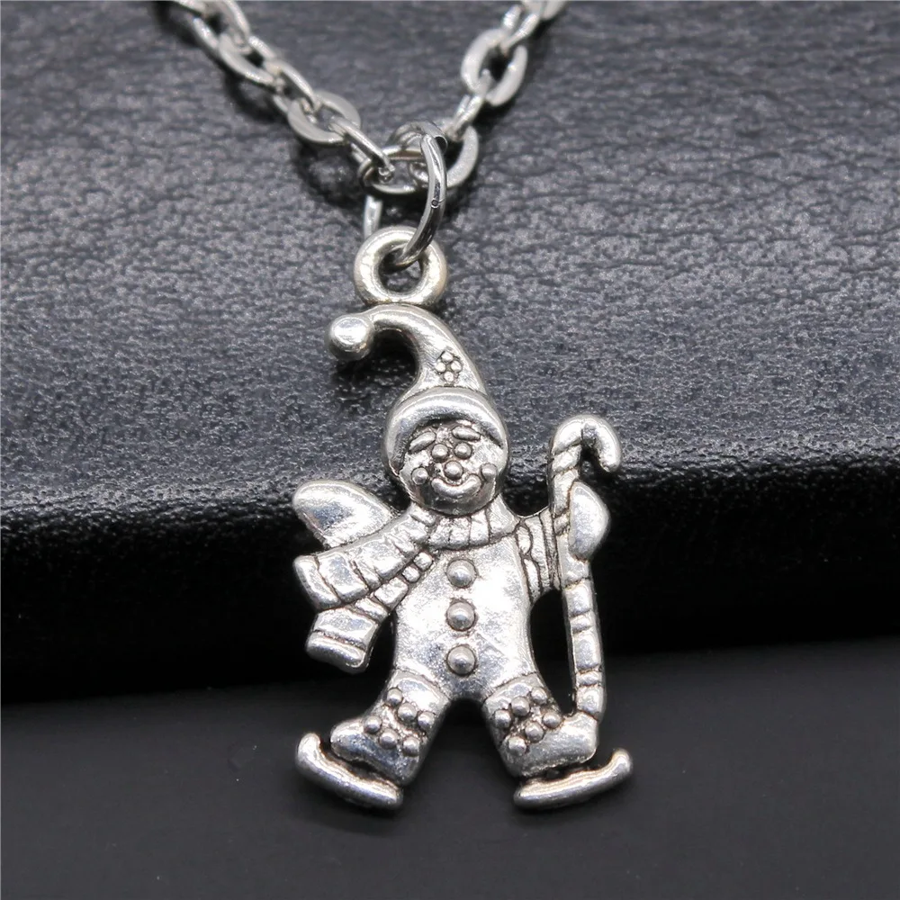 

Fashion Simple Vintage Antique Silver Color 23x13mm Snowman Pendant Necklace For Women