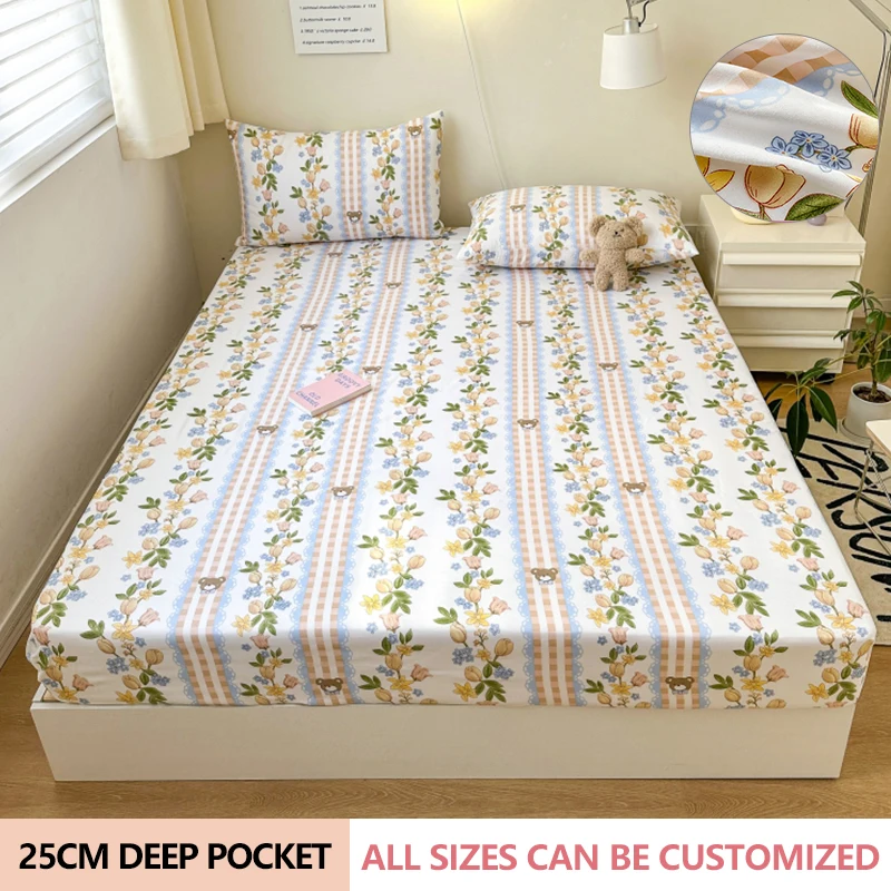 

Bedding Fitted Sheet Brushed Microfiber Mattress Cover Soft Breathable 25cm Deep Pocket 140x200 150x200 160x200 180x200