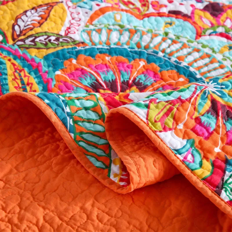 Хлопковое покрывало на кровать из 3 предметов евро двуспальные покрывала и