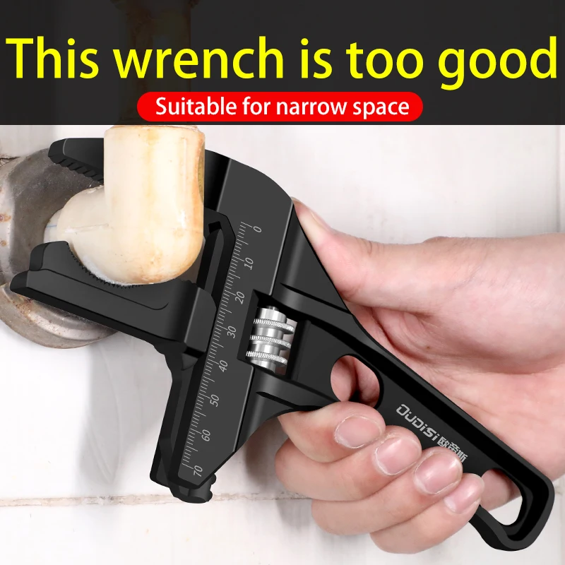 

Multi-function Adjustable Wrench Aluminium Alloy large Open Wrench Universal Spanner Repair Tool for Water Pipe Screw Bathroom