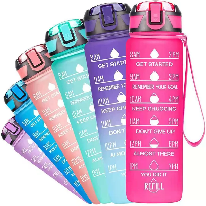 1L Portable Water Bottle Motivational Sports Water bottle wi