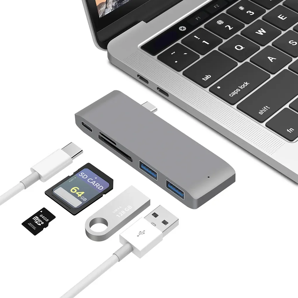 

Портативный USB-концентратор 5 в 1, USB Type-C концентратор 7 в 1, USB 3,0, кардридер для SD-и TF-карт, адаптеры, USB-разветвитель для MacBook Pro 2016