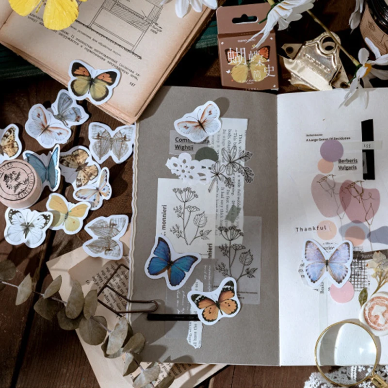 

46 шт., декоративные наклейки-книга с бабочками