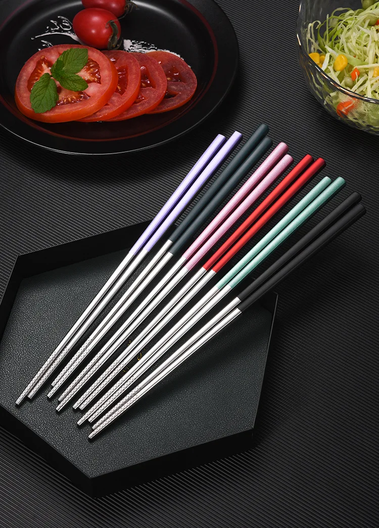 

1 Pair Stainless Chopstick Steel Dinnerware Set Lunch Tableware Travel Portable Chopsticks With Box Holder Kitchen Accessories