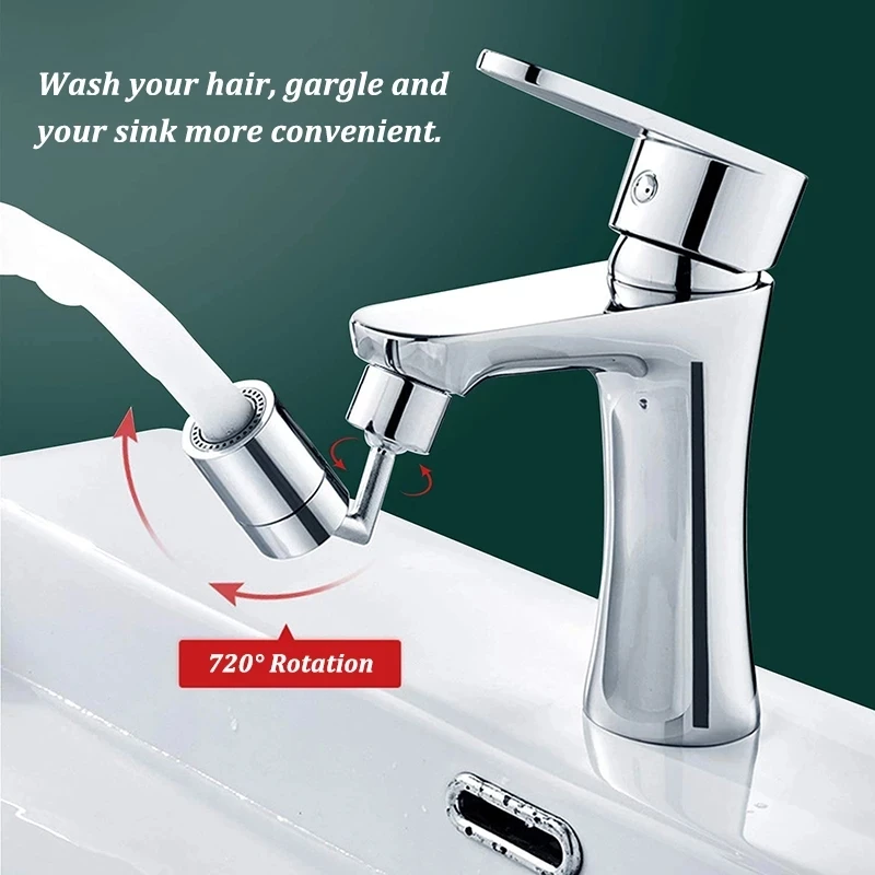 

720°Universal 2 Modes Kitchen Faucet Anti-splash Aerator Bathroom Tap Rotatable Sprayer Saving Water Tap Nozzle Extender Adapter