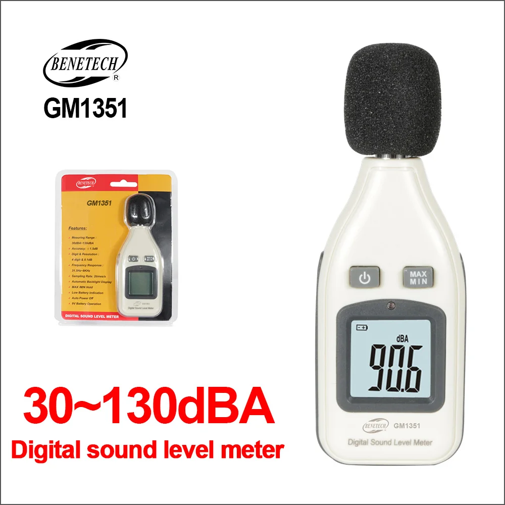 

BENETECH Digital Sound Level Meter Noise Audio Decibelimetro 30-130dBA Noisemete Decibels Noise Decibel Monitor Tester GM1351