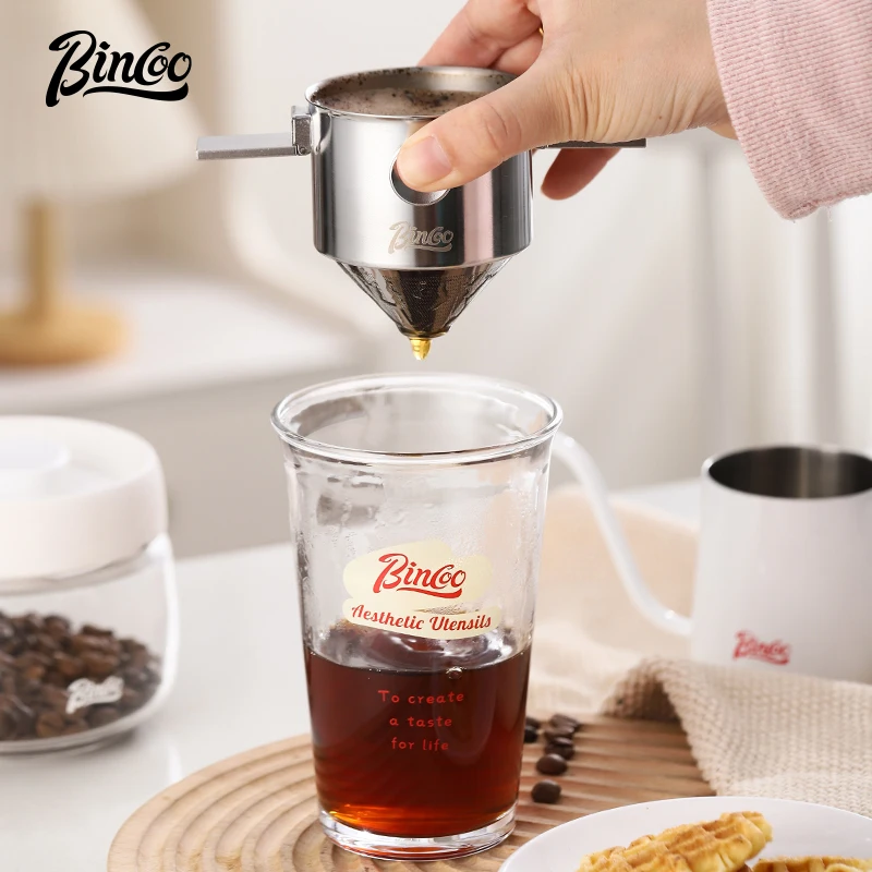 Фильтр Bincoo из нержавеющей стали фильтр для кофе чашка кофейника ручной работы