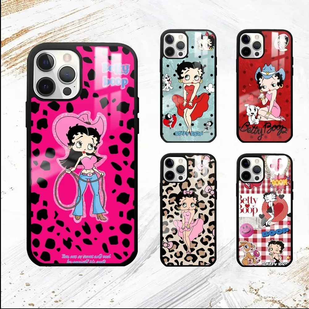 Чехол для телефона B-Betty-Cute-Boop iPhone 16 15 14 13 12 11 Pro Max Plus мини-ПК модный зеркальный чехол