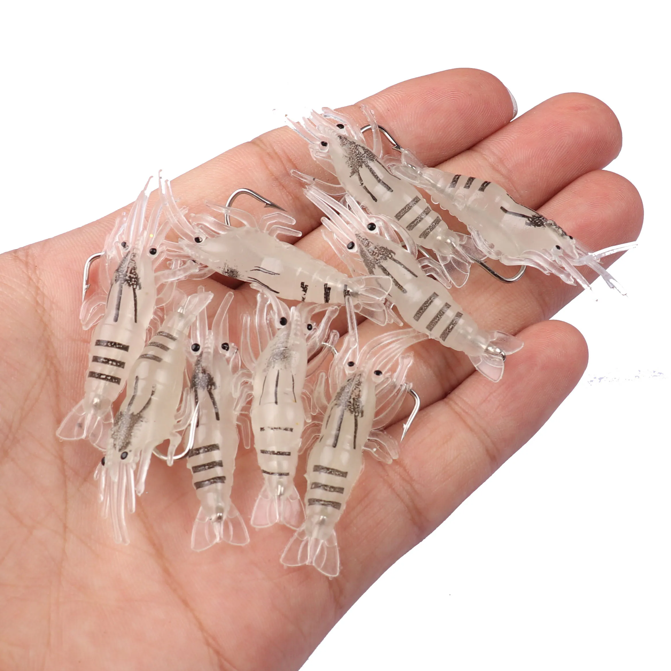 

10pcs Isca Artificial Soft Shrimp Lure Worm for Fishing Bait 1.3g/5cm Hook Sharp Crankbait Lures Silicone Shone Prawn Bait Pesca