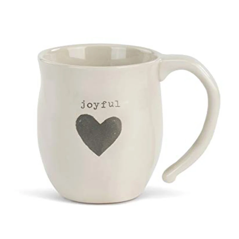 Joyful Heart Cream Inspirational 16 Ounce Ceramic Stoneware Coffee Mug
