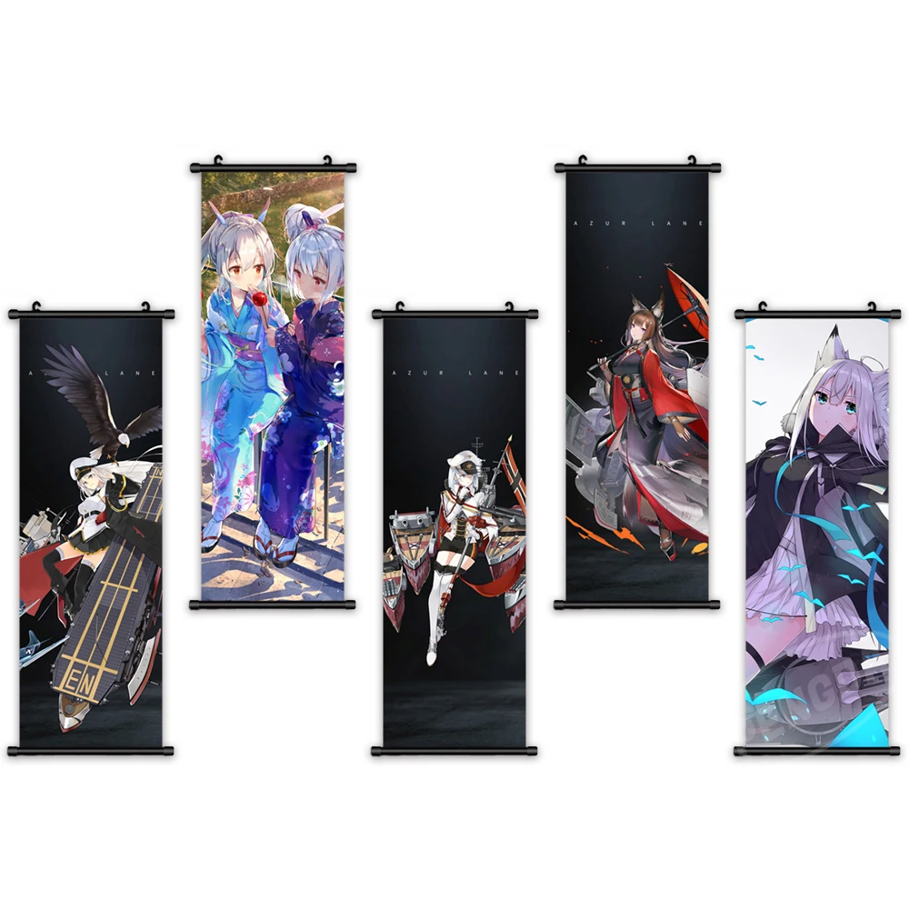 

Wall Art Azur Lane Canvas Anime Pictures Game Poster Plastic Scroll Kizuna AI Hanging Painting Print Home Decoration Living Room