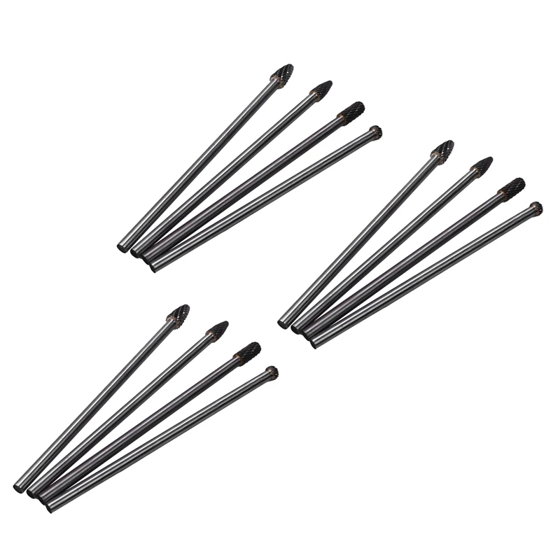 

12Pcs Long Reach Rotary Burr Double Cut Tungsten Carbide Bit 1/4 Inch Shank 6 Inch Set