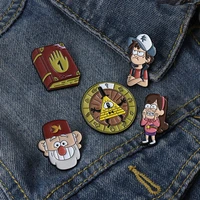 classic cartoon character enamel pins magic book turntable brooches anime backpacks metal badge punk clothes jewelry