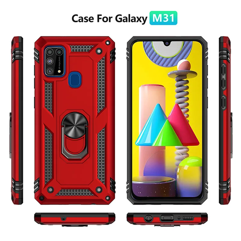 Для Samsung Galaxy M31 SM-M315F/DS чехол на магните с отделениями для карт кольцевой
