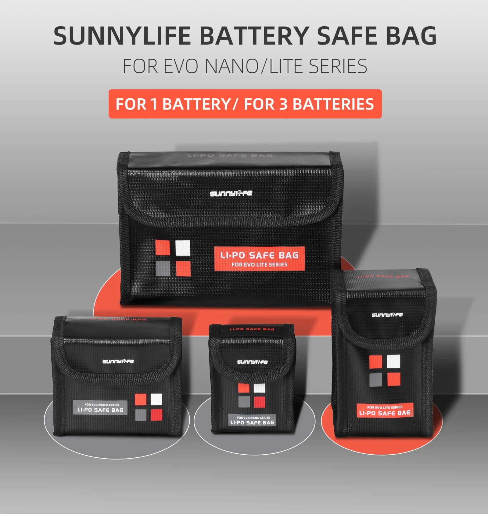 

Sunnylife EVO Nano/Lite series battery explosion-proof bag lithium battery safety storage bag flame retardant