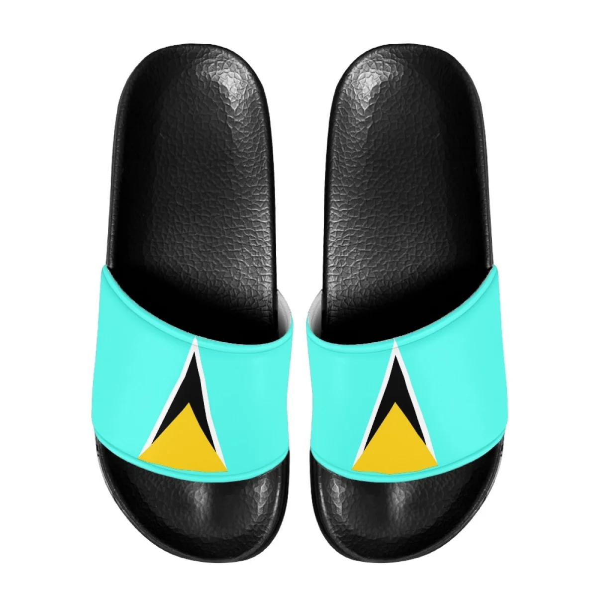 Saint Lucia Flag Print Ladies Slippers Non-slip Casual Women Bathroom Slides Lightweight Breathable Shoes For Summer Chinelos