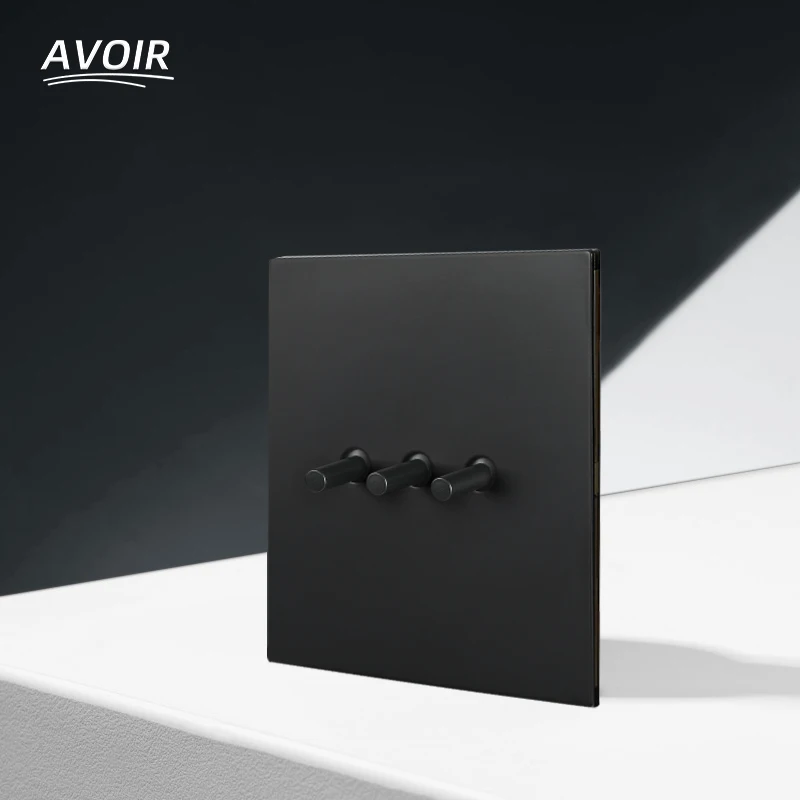 

Avoir Black Wall Light Switch 2 Way Socket With Usb EU French UK Power Plug Outlets Brass Lever Toggle Switch Europe Type Style