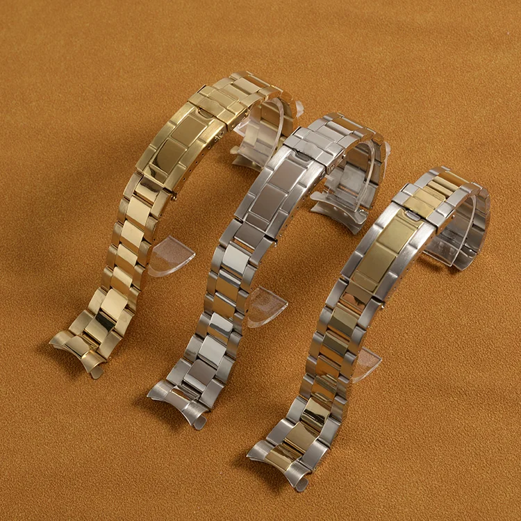 20mm Curved End Oyster Stainless Steel Solid Bracelet Watch Strap For Rolex Watch Band