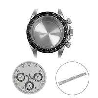 watch accessories 39mm steel case black ceramic bezel sapphire glass dial hands strap fit quartz vk63 movement