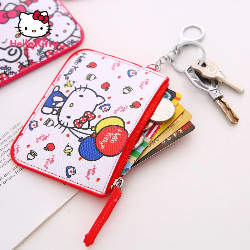 

Hello Kitty Cute Cartoon Portable Card Holder Simple Female Student Keychain Coin Purse One Ultra-thin