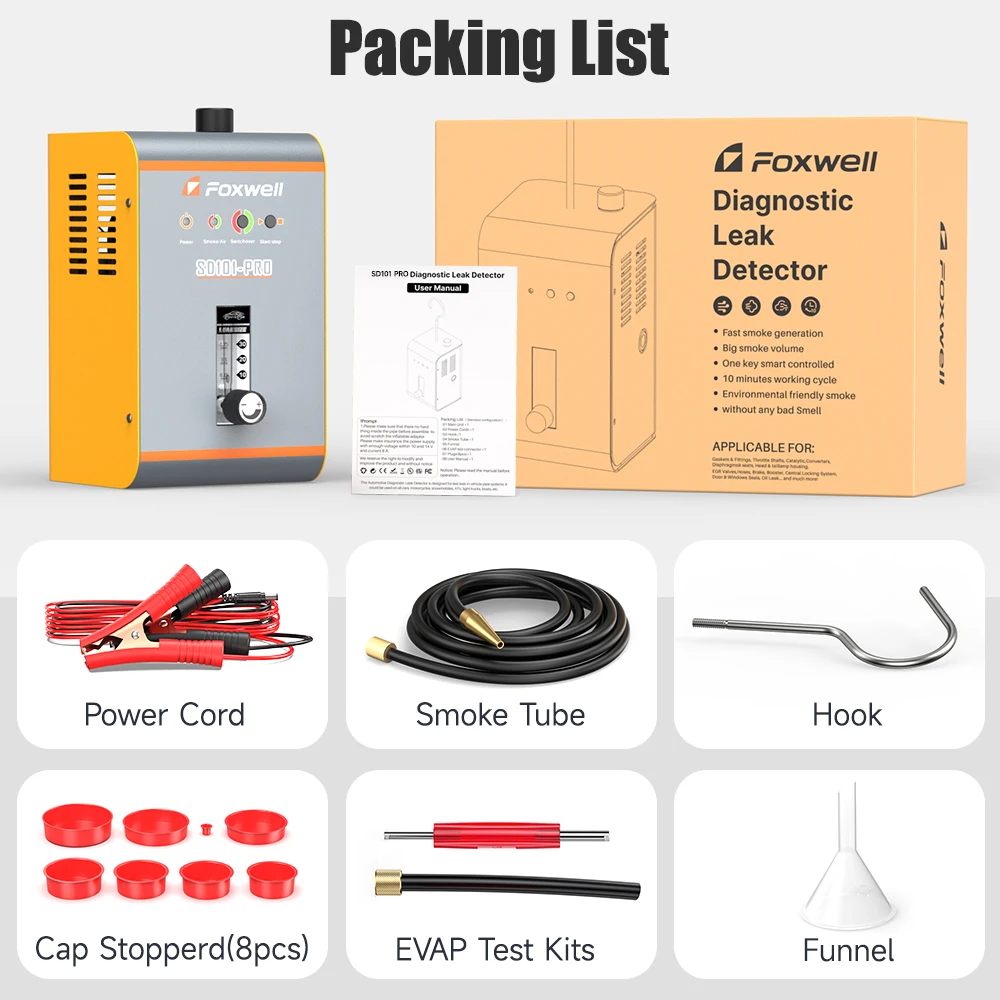 Автомобильный детектор утечки дыма FOXWELL SD101 PRO 12 В инструмент для диагностики