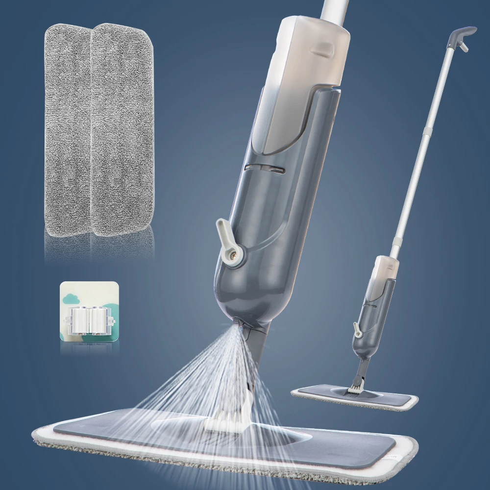 Швабра с распылителем для пола со сменными вставками из микрофибры плоская мытья