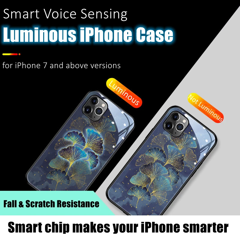 

Voice Sensing Luminous Phone Case for iPhone 11 12 13 Pro Max Glowing Case for Nightclub Fashion Accessories for Trendsetters