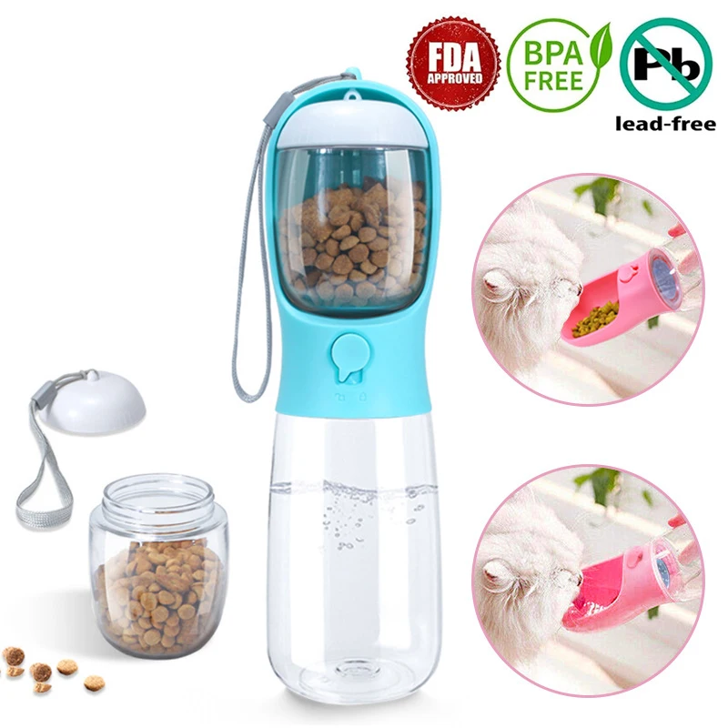 

550ML/300ML Pet Dog Cat Water Bottle with 100g Food Feeder Bowl Portable Outdoor Dogs Drinking Water Bowls Pets Supplies