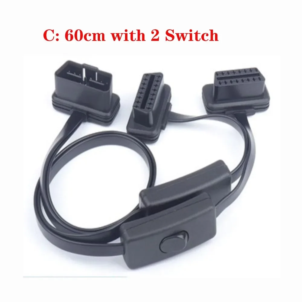 

Плоский тонкий кабель переключателя лапши 60 м 16-контактный разъем OBD OBDII OBD2 16-контактный удлинительный кабель для автомобильного сканера 8-жильный разъем