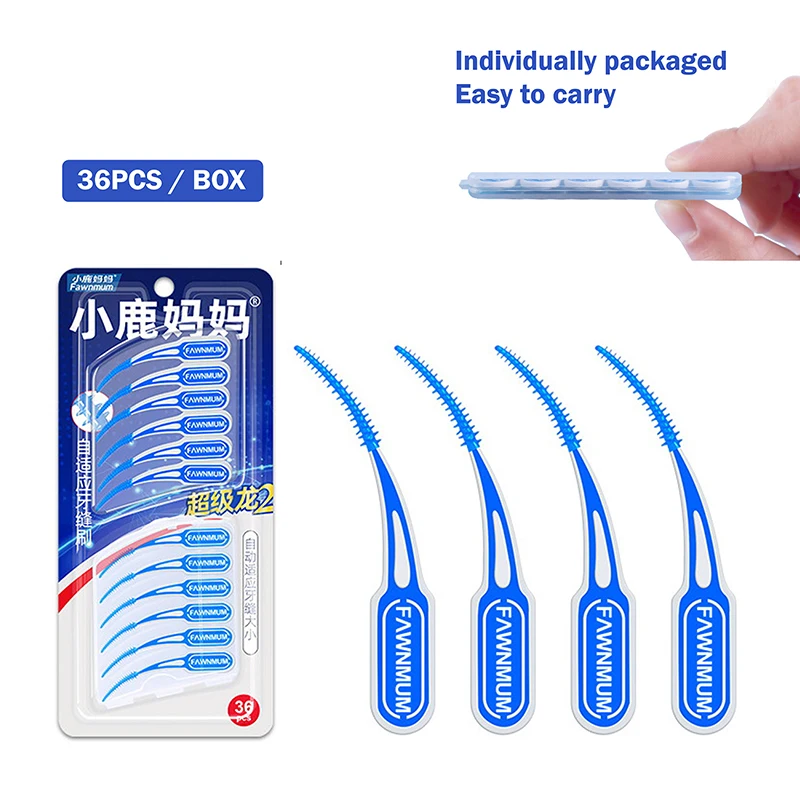 

Fawnmum 36Pcs/set Super Soft Silicone Interdental Brushes Dental Cleaning Brush Toothpicks Teeth Care Dental floss Oral Tools