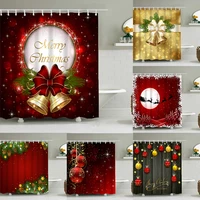 christmas bow bells printed shower curtain with hooks red christmas style bathroom partition curtain waterproof home decor