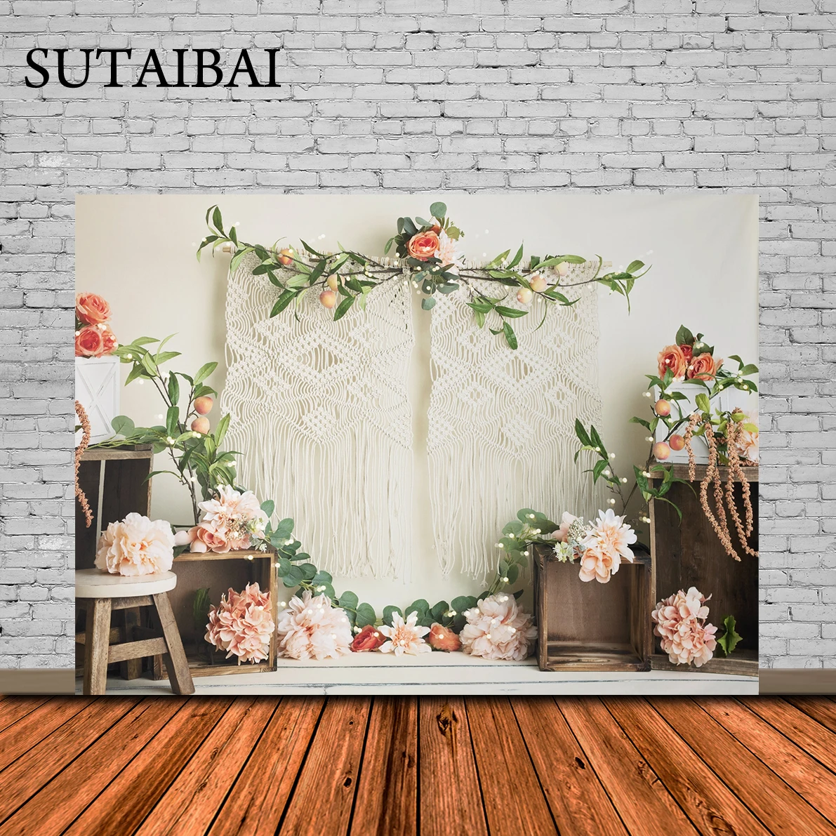 

Photography Background Spring Bohemian Flower Garden Girl Birthday Party Cake Smash Portrait Decor Backdrop Photo Studio