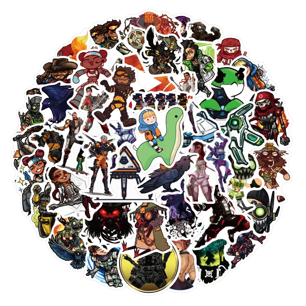 

50pcs Game Apex Legends Stickers DIY Waterproof Luggage Skateboard Laptop Guitar Car Wall Vinyl Decal Home Decor Stickers