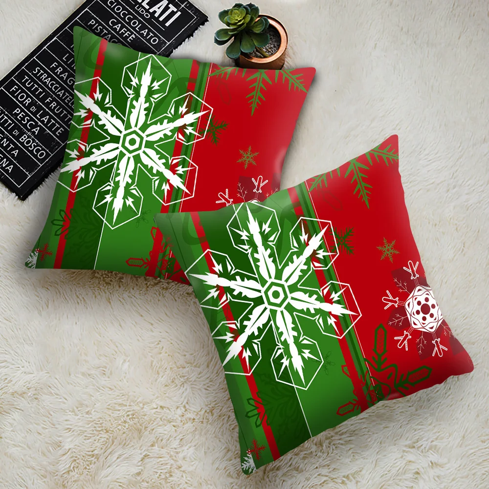 

Christmas printing cushion cover Super Soft Short Plush Cushion Covers Pillows Cases for Sofa Home Decoration Pillowcase funda