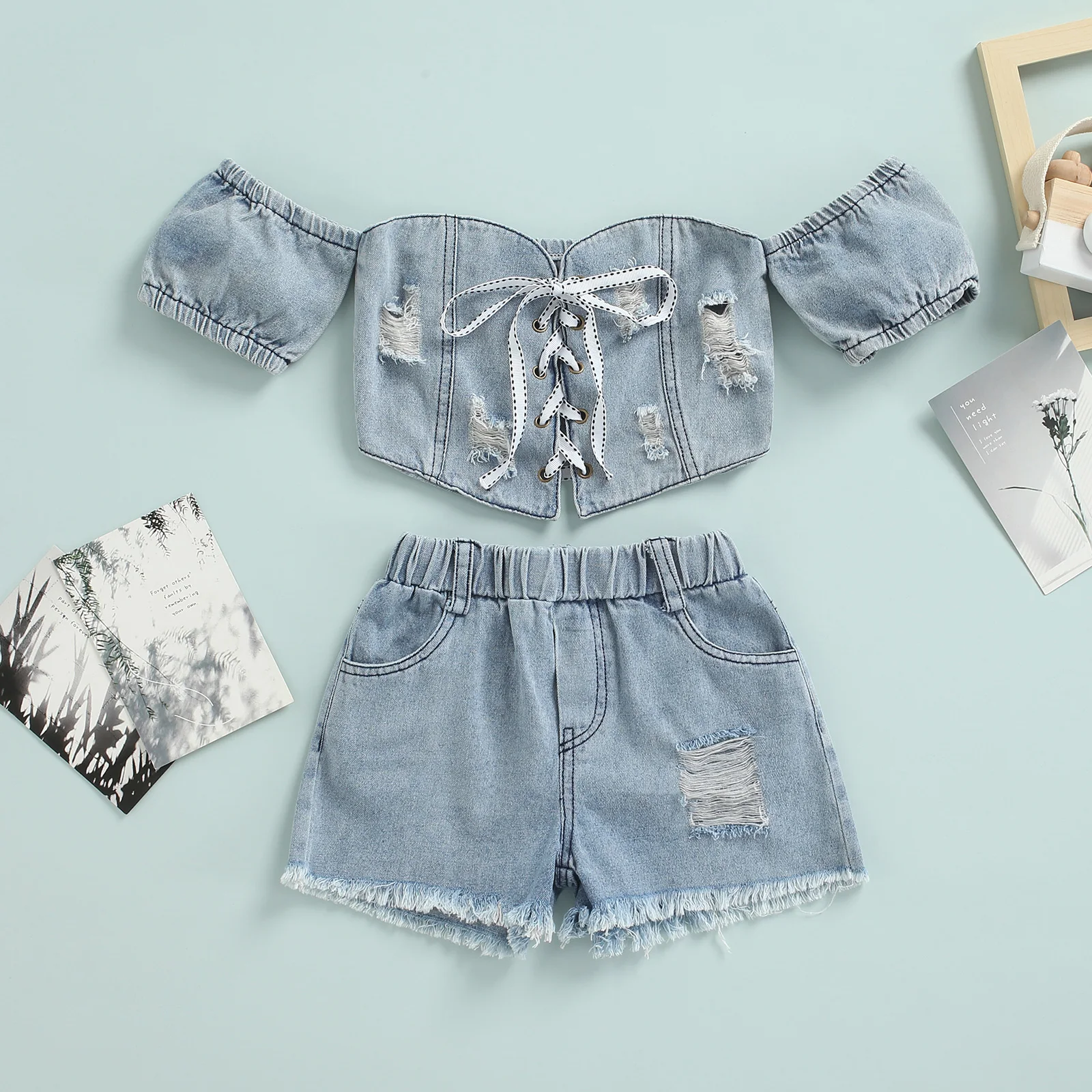 

Ma&Baby 2-7Y Toddler Kid Girls Clothes Set Summer Denim Outfits Crop Tops Shorts Jeans Children Girl Costumes D95