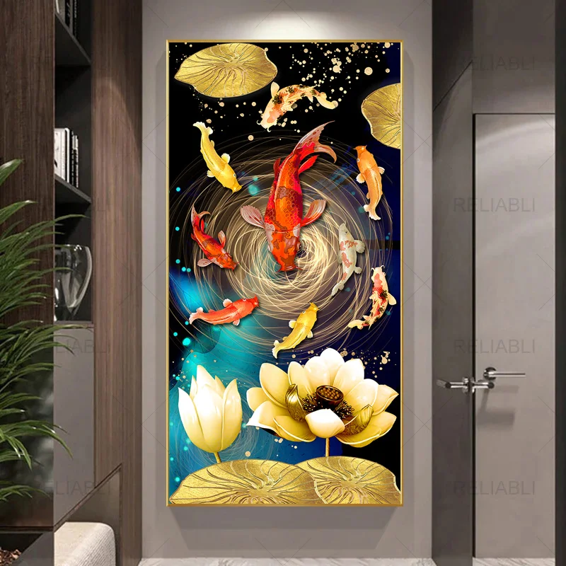 Скандинавские постеры с рыбой кои настенные художественные картины животными