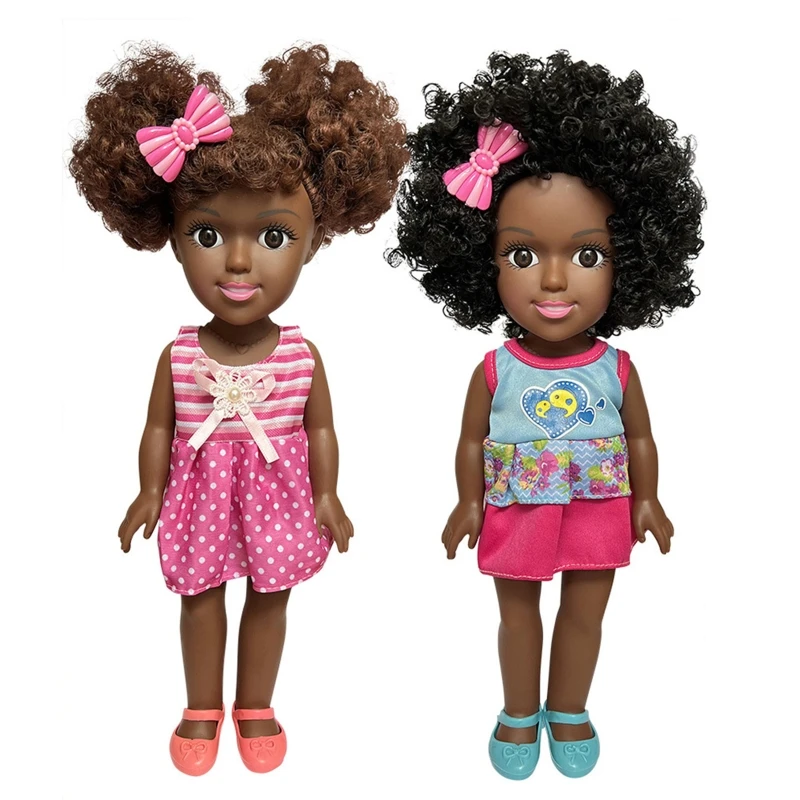 

14inch Realistic African Baby Doll Tabletop Ornament Doll Preschool Toddler Gift