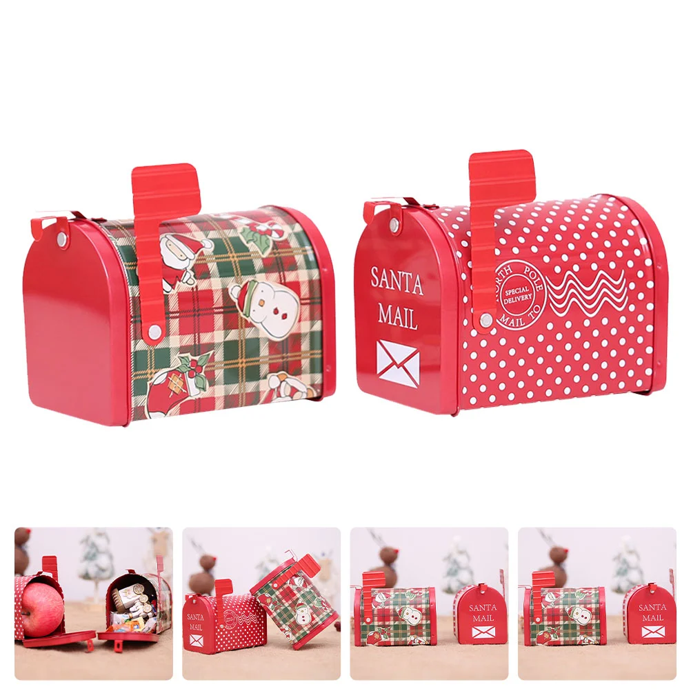 

Box Gift Candy Santa Christmas Mailbox Boxes Tin Tinplate Tins Treat Mail Emptydecorative Cake Cookie Red Post Storage Jar Tea