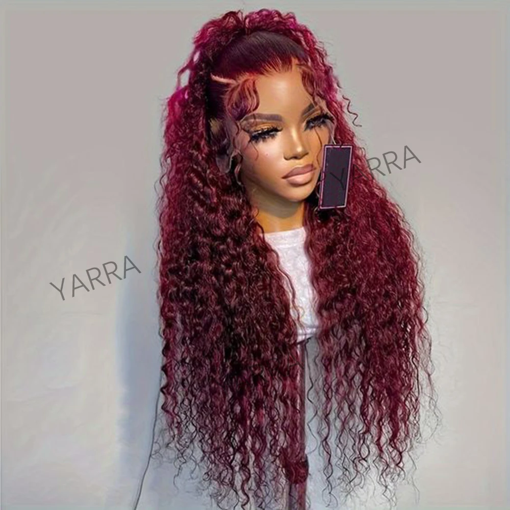 99J Темно-красный Ready Go Wig Бордовый Кудрявый Парик Человеческих Волос 13X4 13X6 Парики