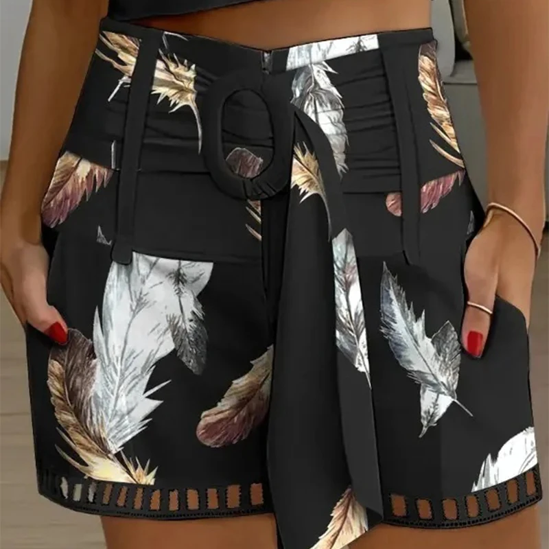 Summer Women Fashion Imitaion Cotton Linen Lace-up Shorts High Waist Zipper Shorts Skirts Streetwear Lady Mini Bottoms