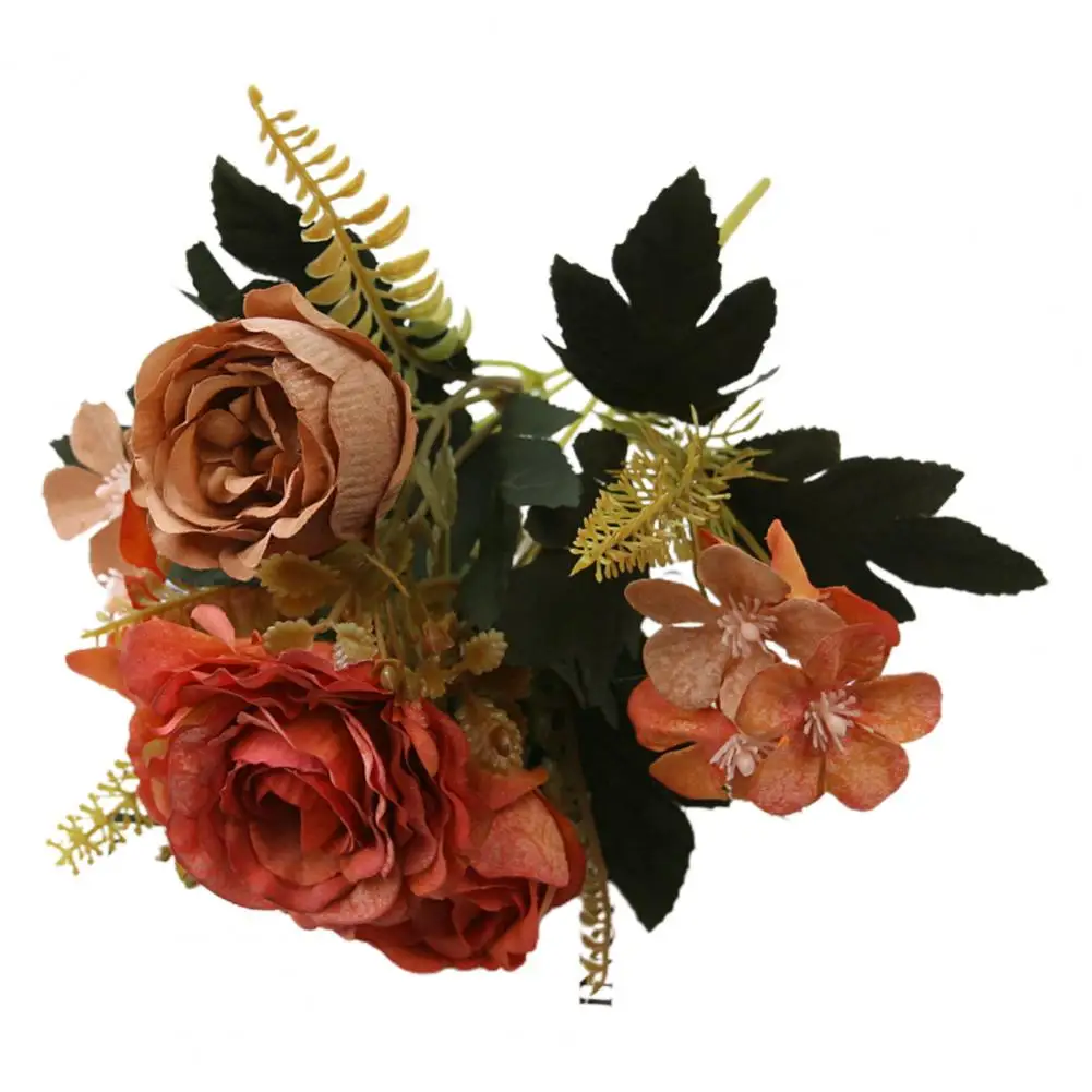 Роза Розовая искусственные цветы Букет большой головы и бутонов для украшения