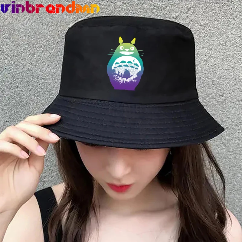 

My Neighbor Totoro Unisex Panama Bucket Hat Kawaii Totoro Cotton Hat Sun Visor Fishing Fisherman Adult Kids Ghibli Cartoon Hat