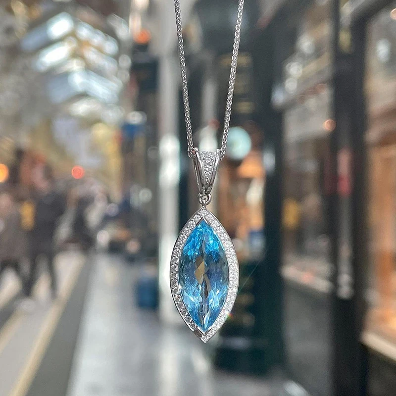 Стильное женское ожерелье с подвеской CAOSHI со сверкающим синим кристаллом в