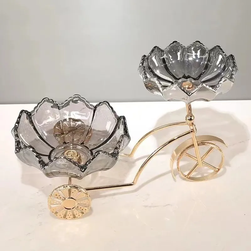 Европейская хрустальная стеклянная тарелка с фруктами велосипедный орнамент