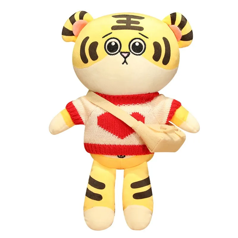 

Hot 35cm Cute Cartoon Tiger Plush Toy Stuffed Animal Doll Dress up Toys for Children Kawaii Gift Mascot Kids Baby