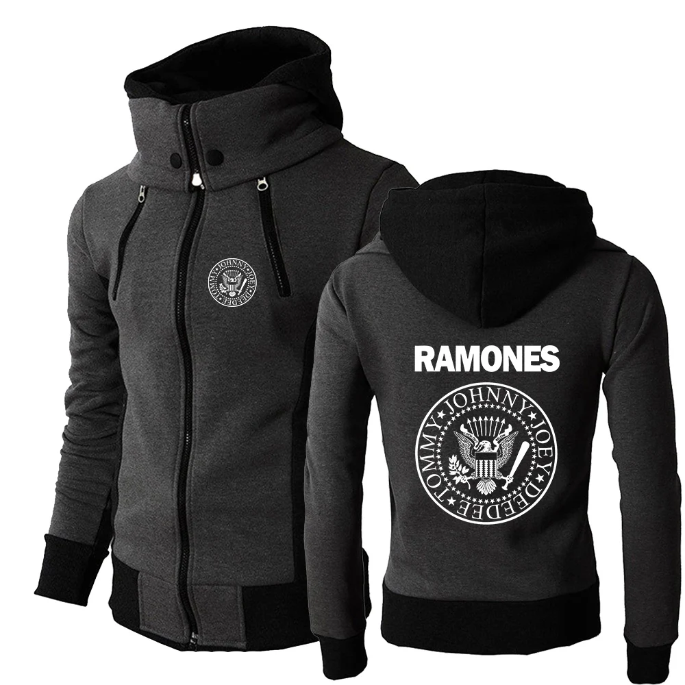 

2022 Men New FGHFG Ramone Seal Graphic Long Sleeves Jackets Forest Hills Warmer Double Zipper Casual Hooded Design Cardigan Coat
