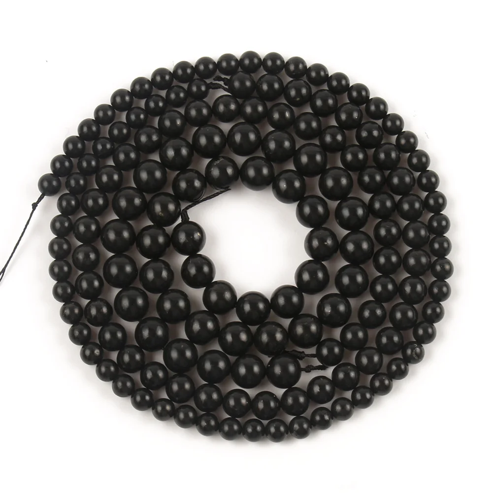 Бусины Shungite из натурального камня для изготовления ювелирных изделий, круглые бусины россыпью, бусины для самостоятельного изготовления браслетов, ожерелий, 6, 8, 10 мм, 15 дюймов