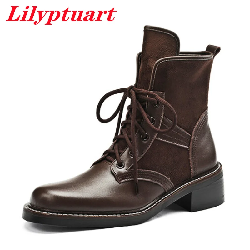 

LILYPTUART ZA Leather Women's Boots, 2022 Autumn and Winter Fashion Street Style Personality Platform Shoes, Star Boots Designer
